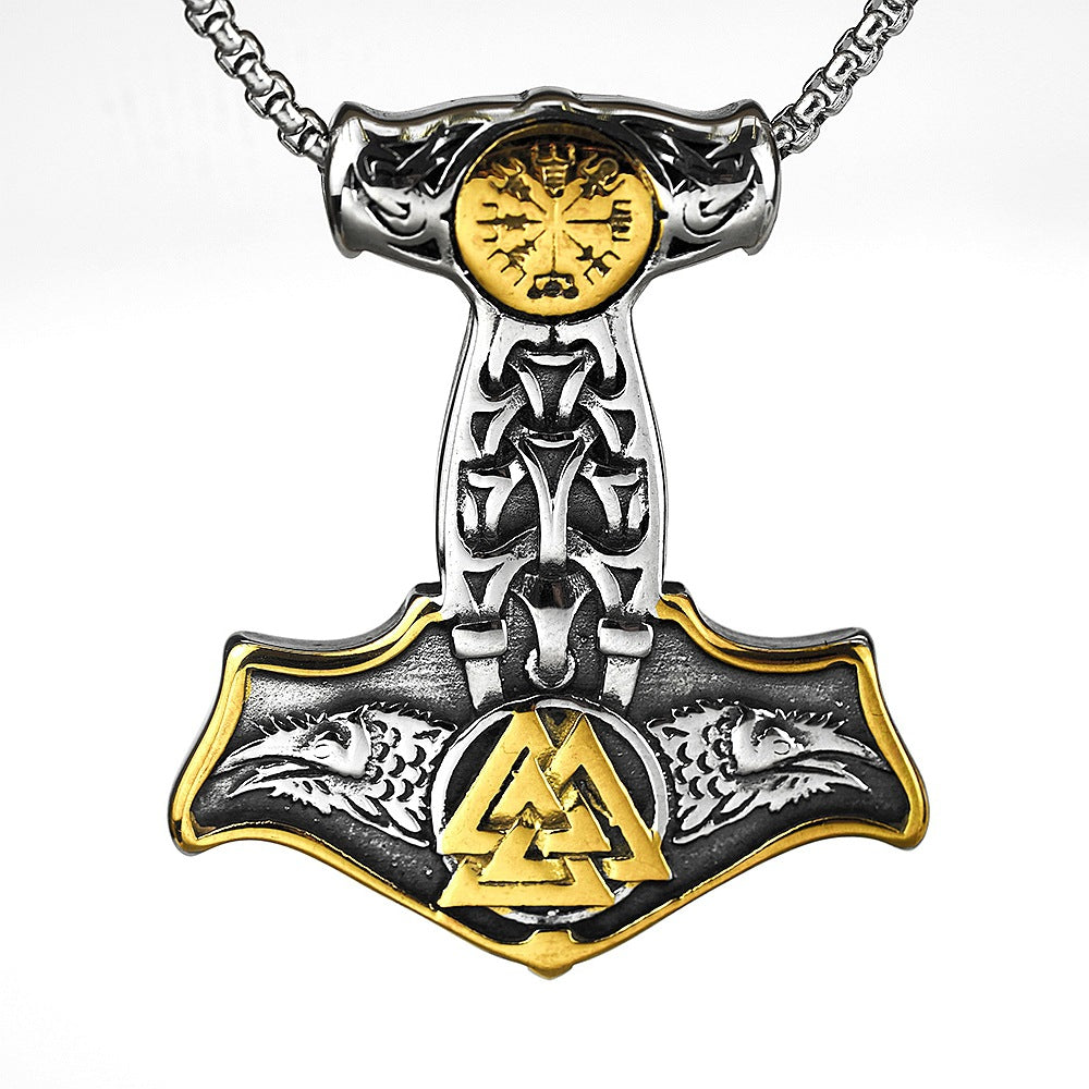 European And American Jewelry Wholesale Titanium Steel Pendant Necklace Hollow Viking Celtic Knot Hip Hop Style For Men