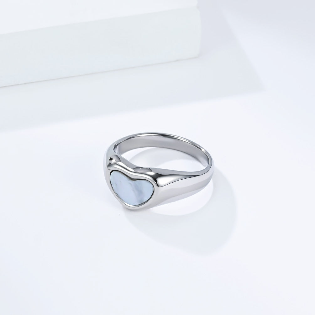 Planderful Stainless Steel Heart Ring Light Luxury High End Jewelry For Women Gift