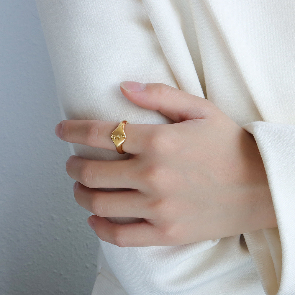 Elegant Rose Bloom Titanium Steel Ring - 18k Gold Index Finger Jewelry