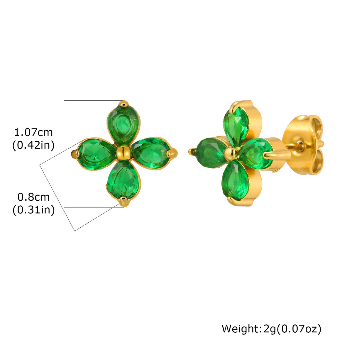 Stainless Steel Zircon Floral Earrings