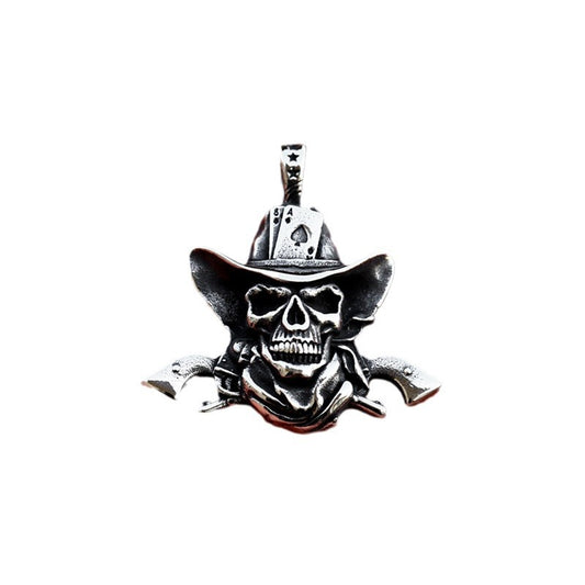 Retro Titanium Steel Skull Pendant for Men - European and American Denim Jewelry Collection