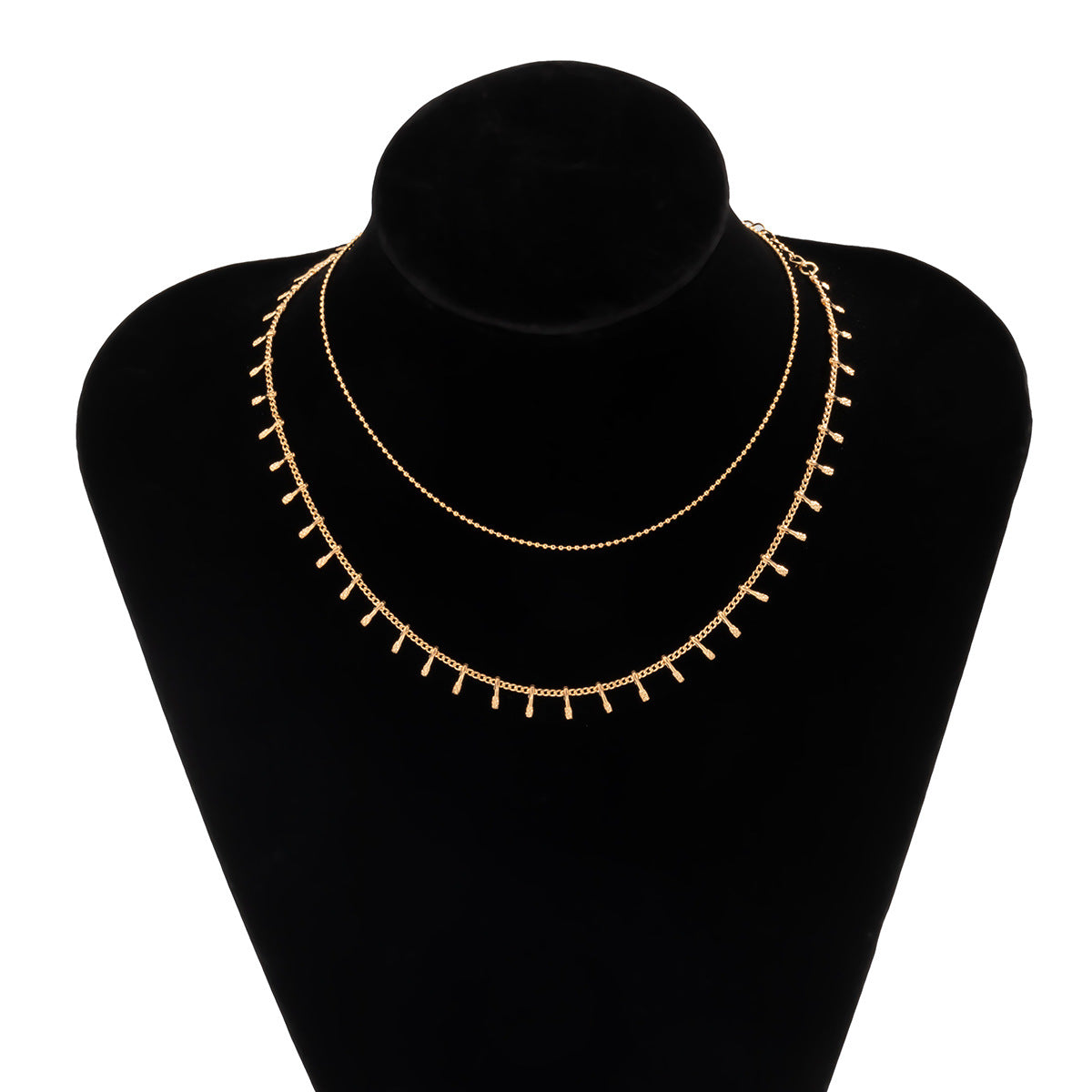 Planderful Vienna Verve Double Layer Fringed Necklace For Women Versatile Geometric Collarbone Statement Jewelry