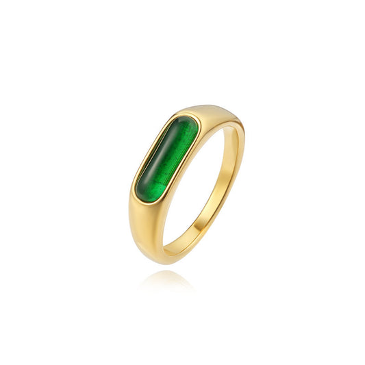 Planderful Titanium Steel Ring Gemstone Accented Unisex Elegant Everyday Accessory