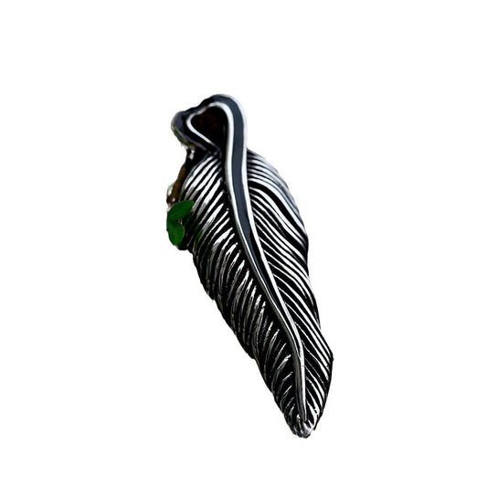 European and American Retro Titanium Steel Feather Pendant for Men - Simple Wholesale Stainless Steel Jewelry