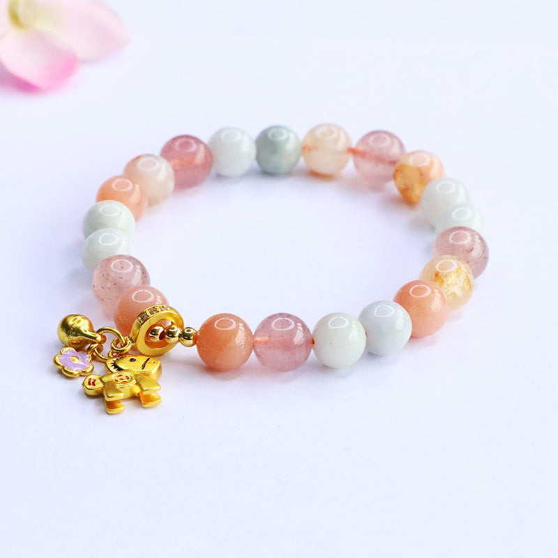 Jadeite Strawberry Quartz Beaded Bracelet