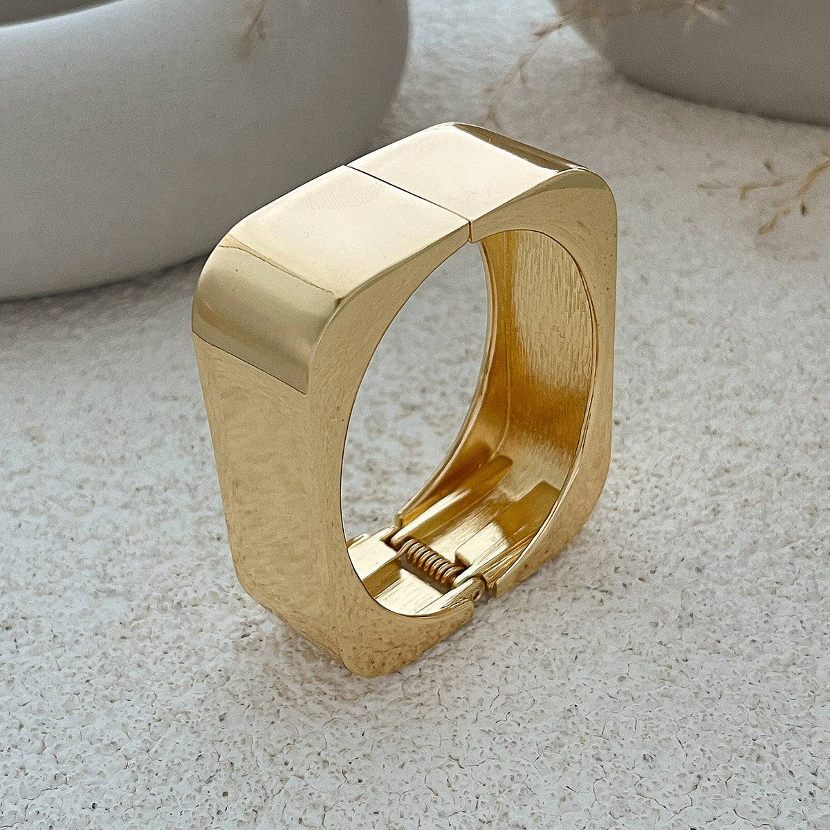 Planderful Vienna Verve Statement Geometric Rectangular Bracelet For Women With Personalized Mirror Buckle