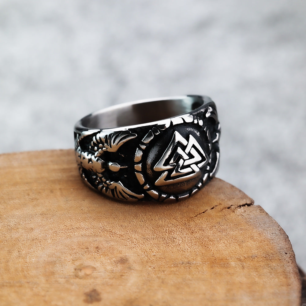 Nordic Viking Triangular Rune Titanium Steel Ring Wholesale