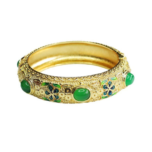 Golden Enamel Emperor Chalcedony Bracelet by Planderful Fortune's Favor Collection