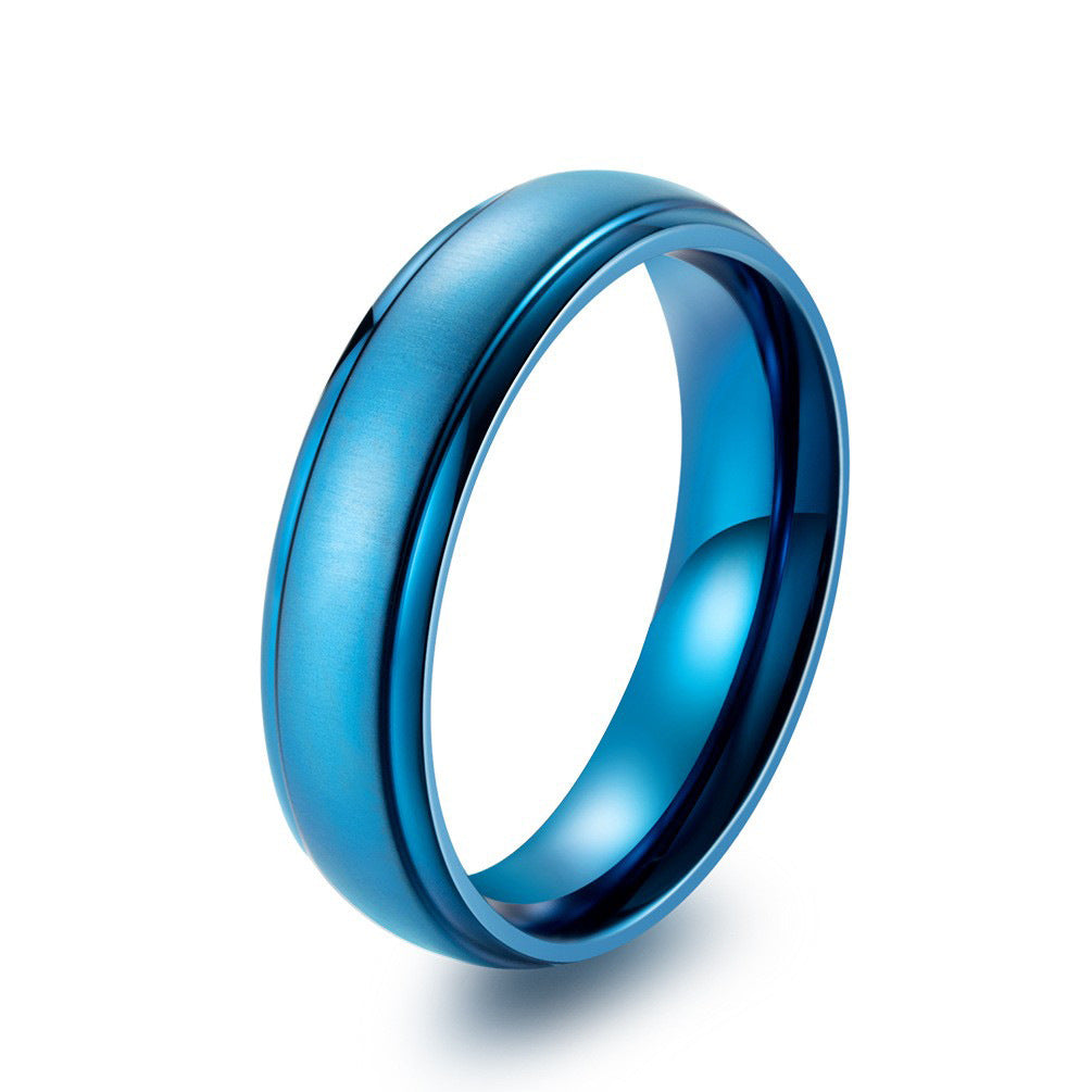 Pure Titanium Matte Black Men's Ring – Matte Blue Titanium