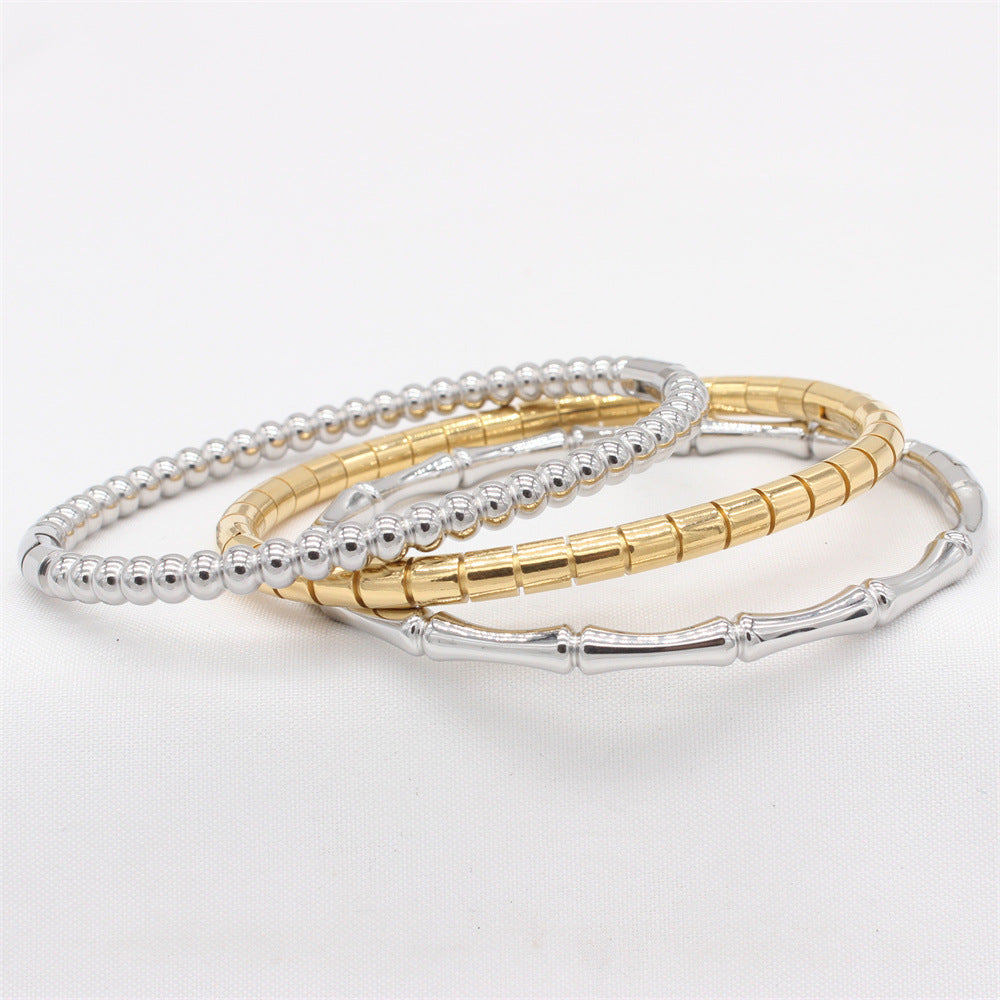 Planderful Everyday Genie – Simple European and American Titanium Steel Bead Bracelet