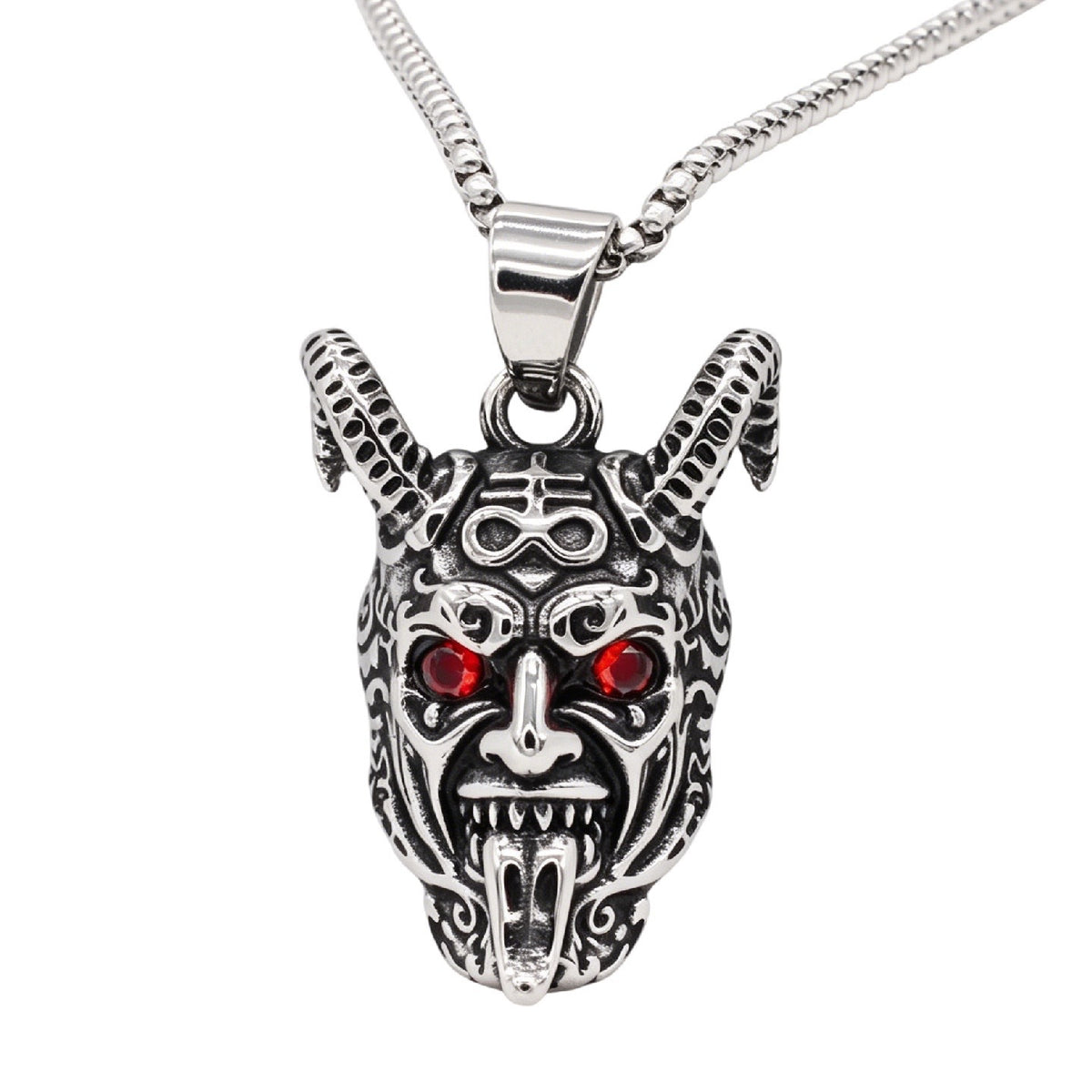 Horned Beast Skull Titanium Steel Pendant Necklace