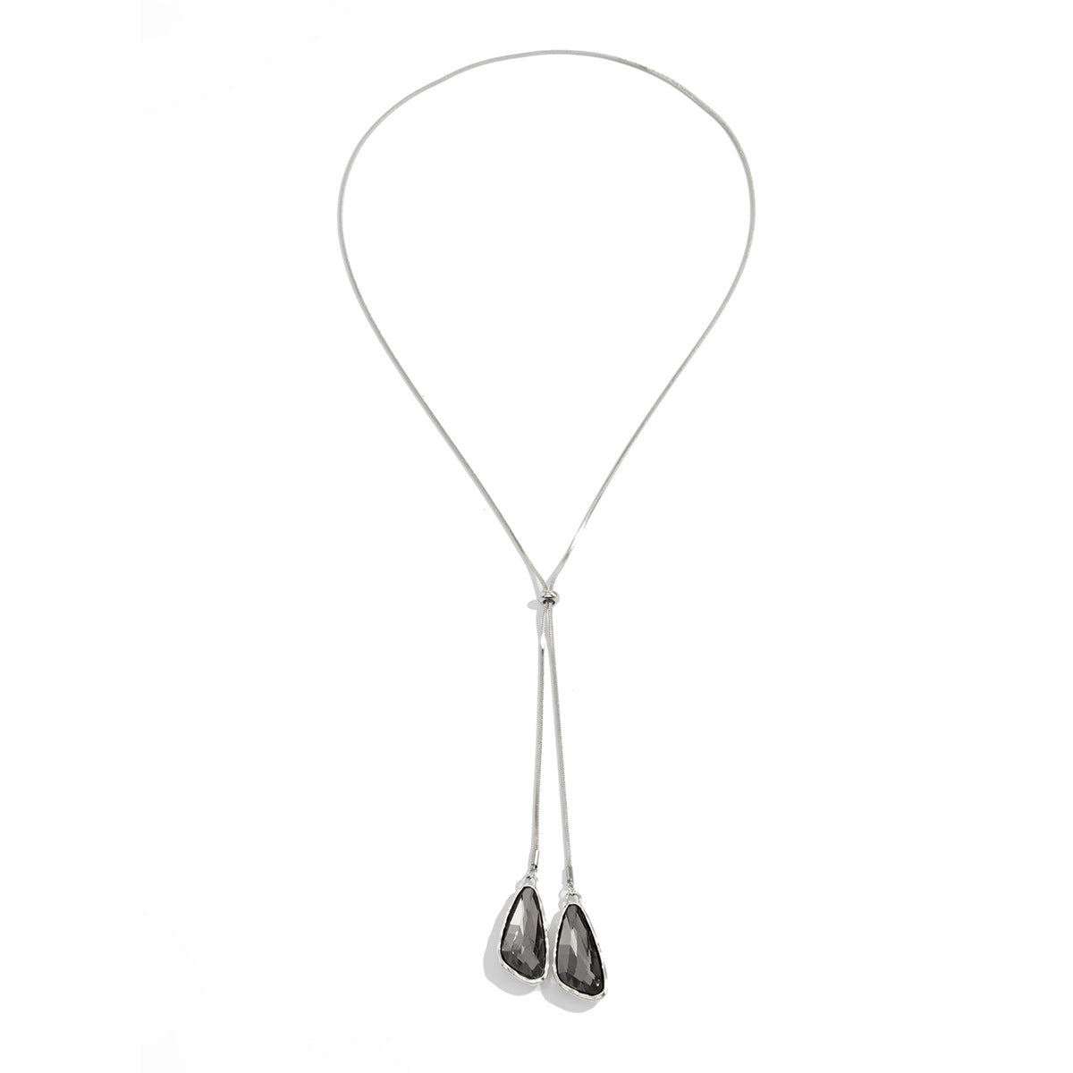 Adjustable Gemstone-Style Teardrop Necklace