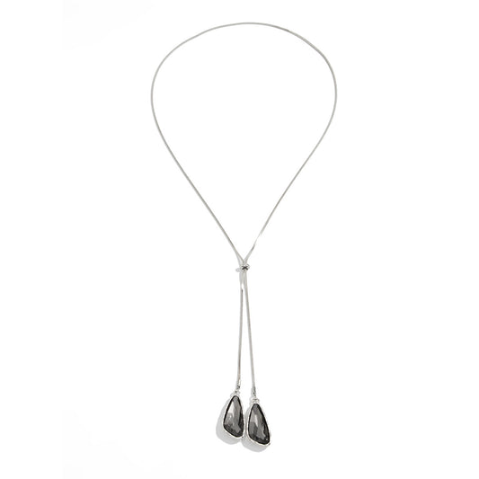 Adjustable Gemstone-Style Teardrop Necklace