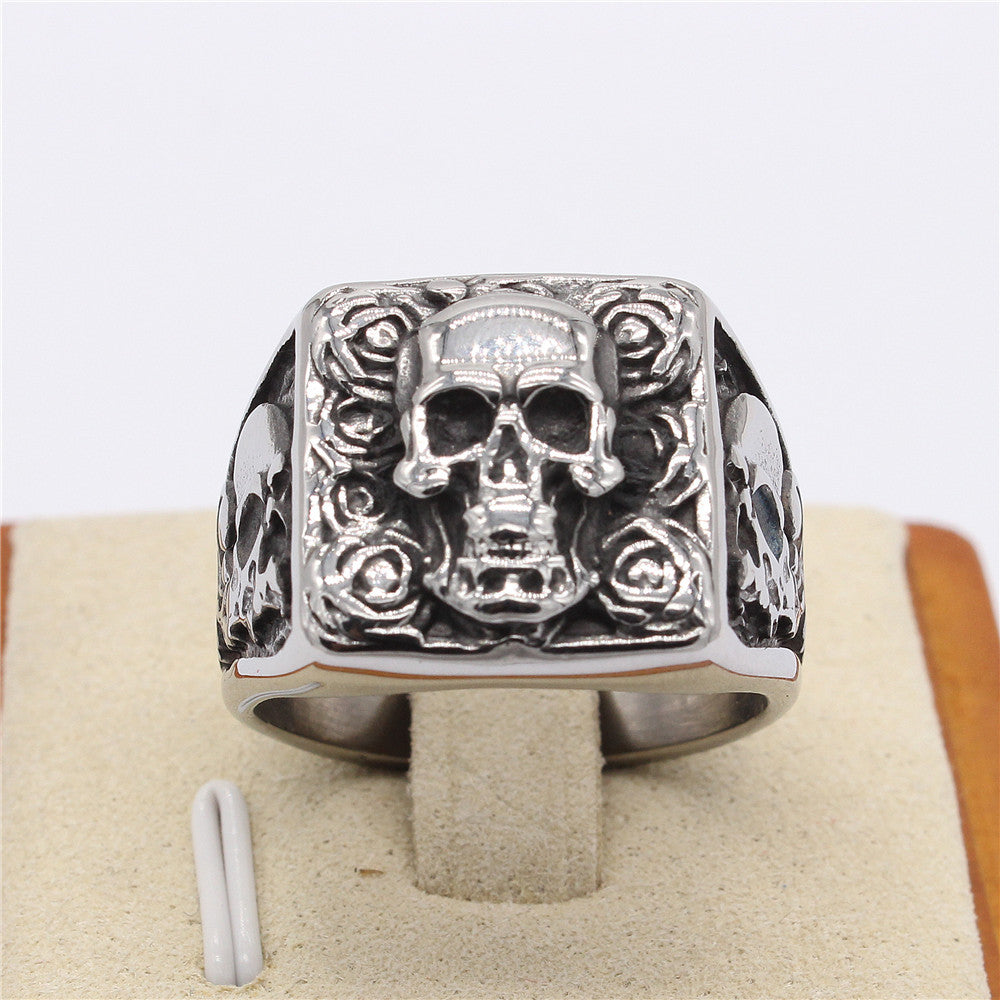 Retro Punk Skull Titanium Steel Ring