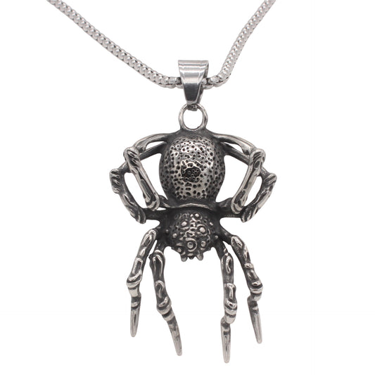 Planderful Jewelry Titanium Steel Spider Pendant for Men Retro European American Style