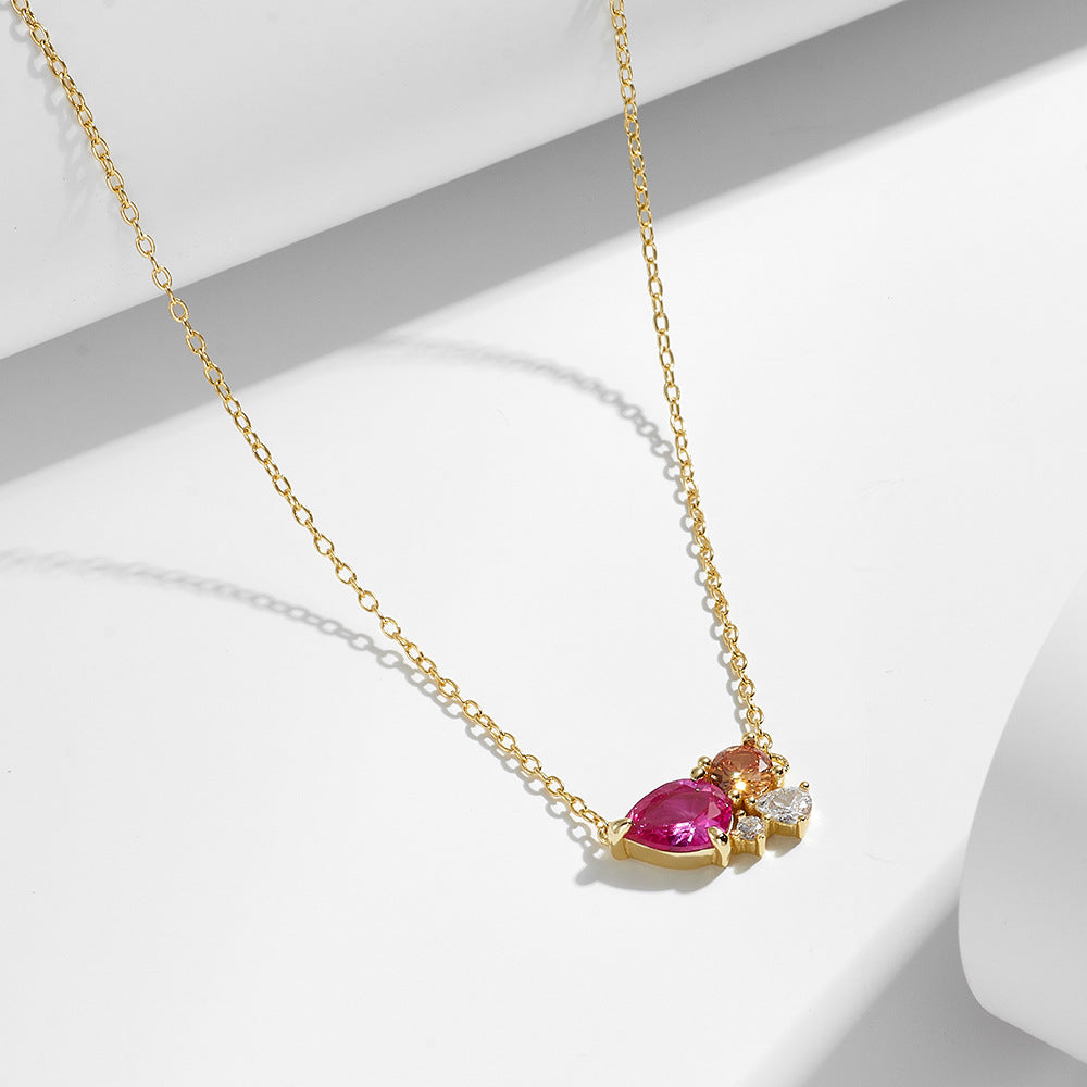 S925 Sterling Silver Necklace Ruby Zircon
