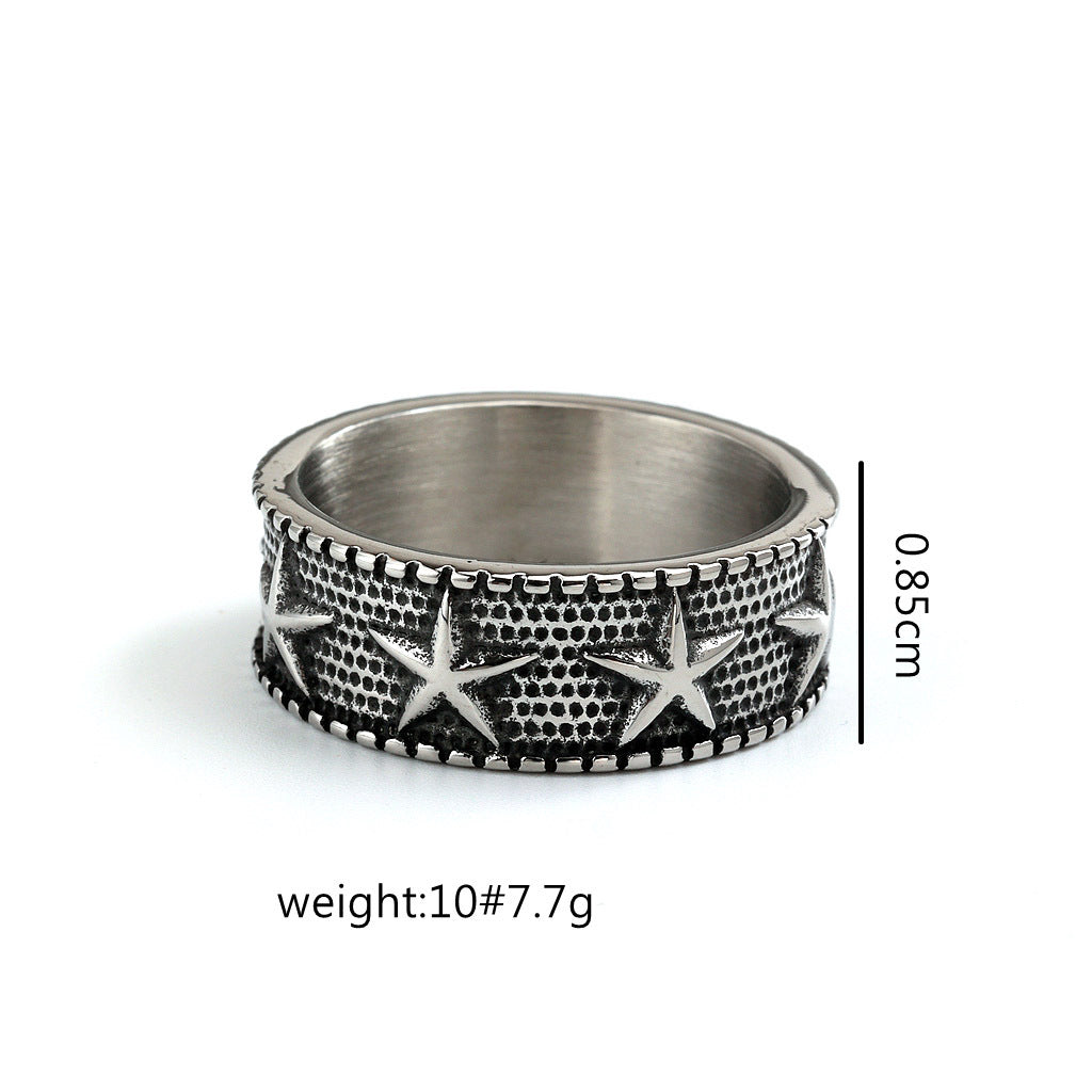 Vintage Star Stainless Steel Men's Ring