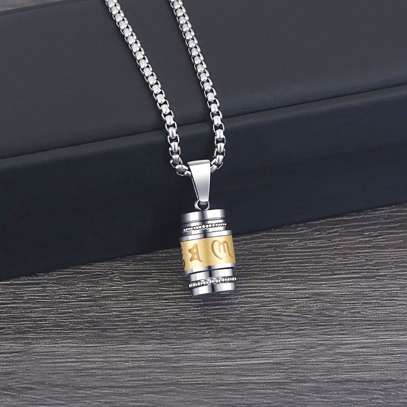 Planderful Shurangama Mantra Necklace Men Stainless Steel Pendant Sacred Mantra For Protection And Focus