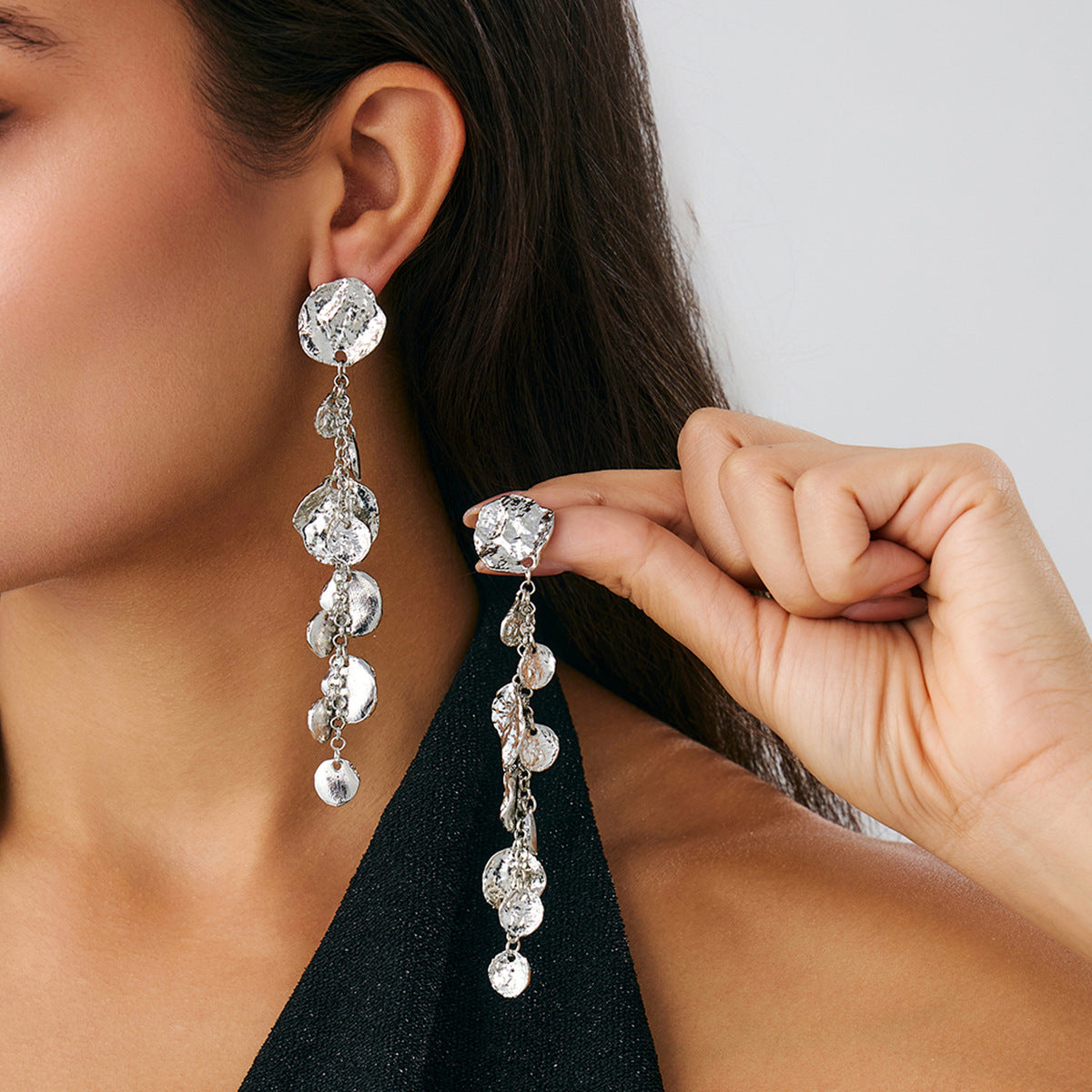 Planderful Vienna Verve Statement Fringe Earrings For Women With Sequined Disc Beads