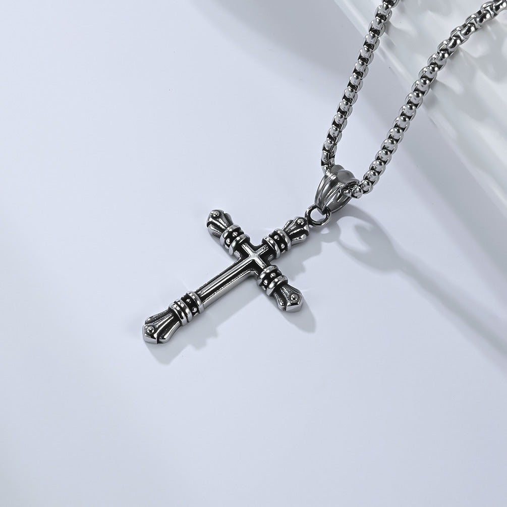 Planderful Retro Personalized Stainless Steel Cross Necklace For Men Durable Everyday Gift Pendant