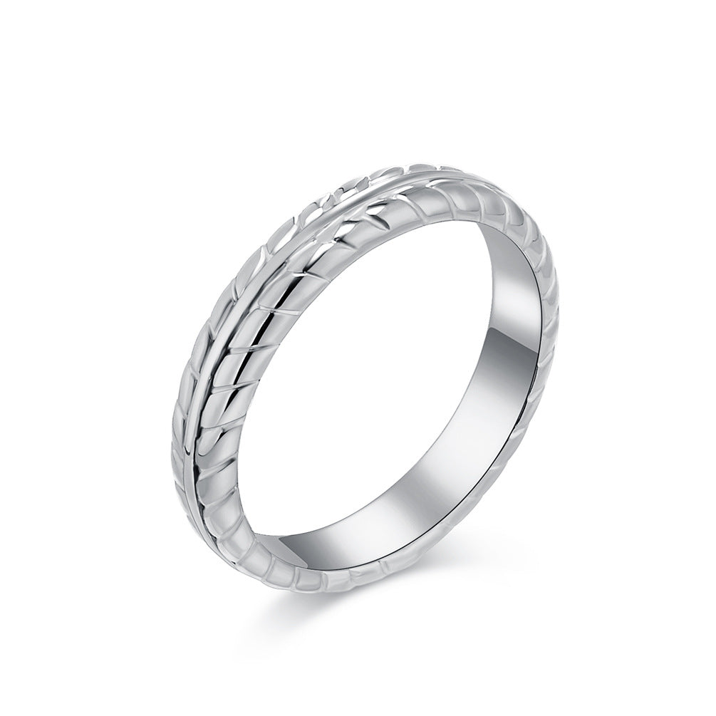 Planderful Titanium Steel Ring Wheat Ear Pattern Light Luxury Versatile Everyday Genie for Men and Women