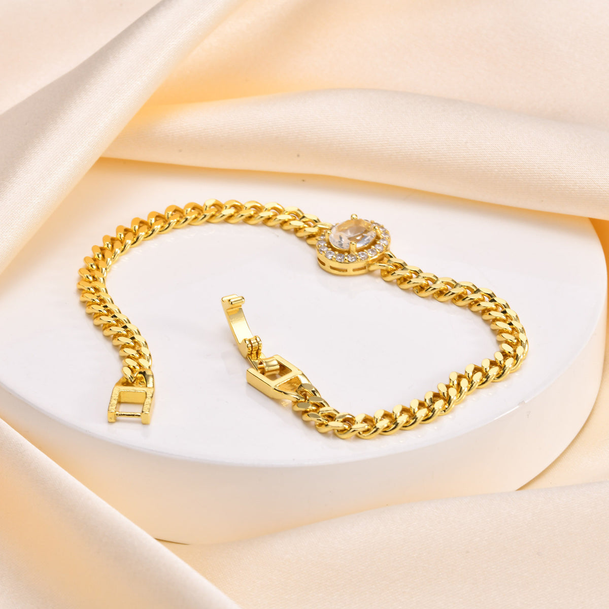 Copper Zircon Bracelet Gold Women's