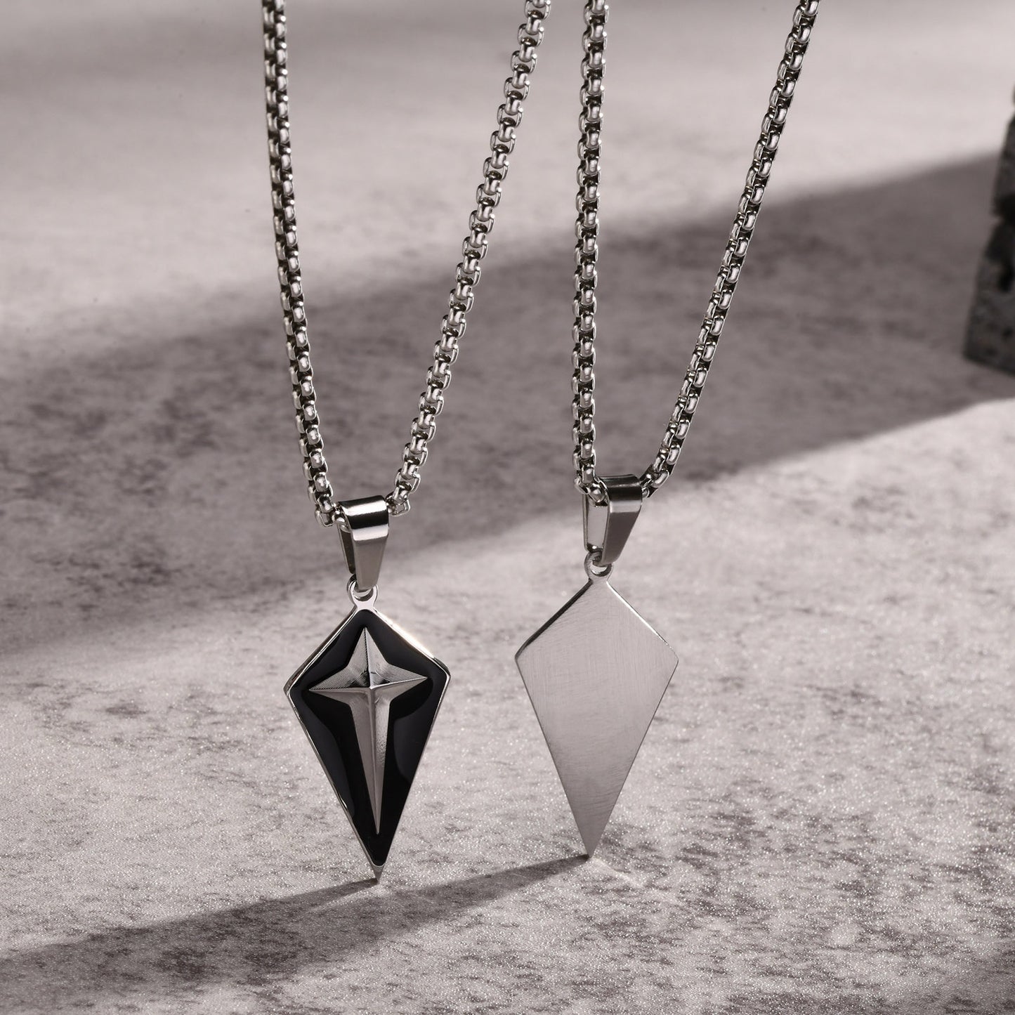 European And American Jewelry Men's Steel Tetragonal Pendant