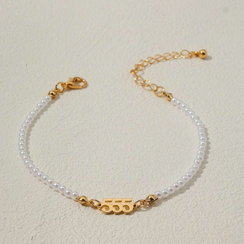 Pearl Chain Letter Pendant Bracelet - Vienna Verve Collection