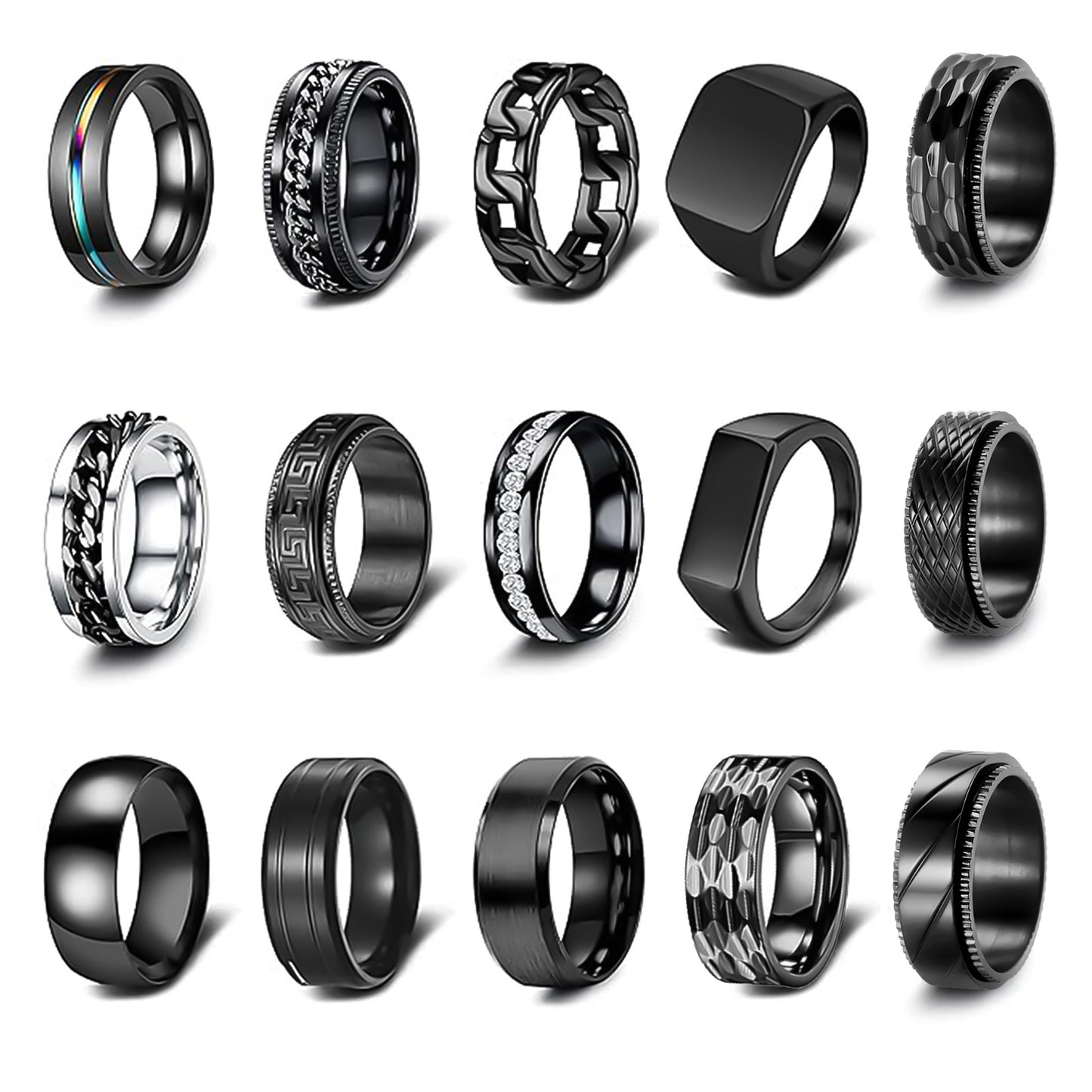 Planderful Titanium Steel Ring Unisex Square Seal Hip Hop Decompression Relief Premium Size 7 To 13