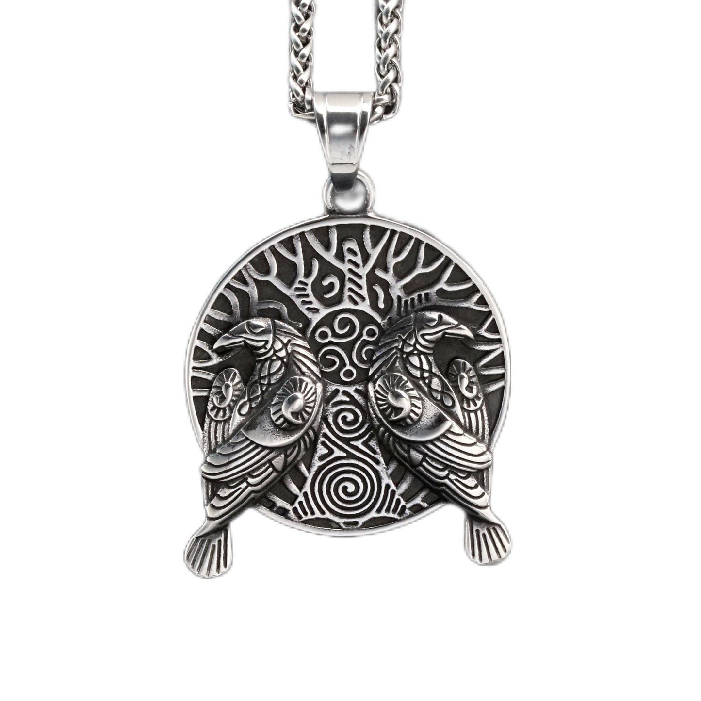 Steel Necklace – Vintage Nordic Viking Crow