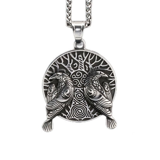 Steel Necklace – Vintage Nordic Viking Crow