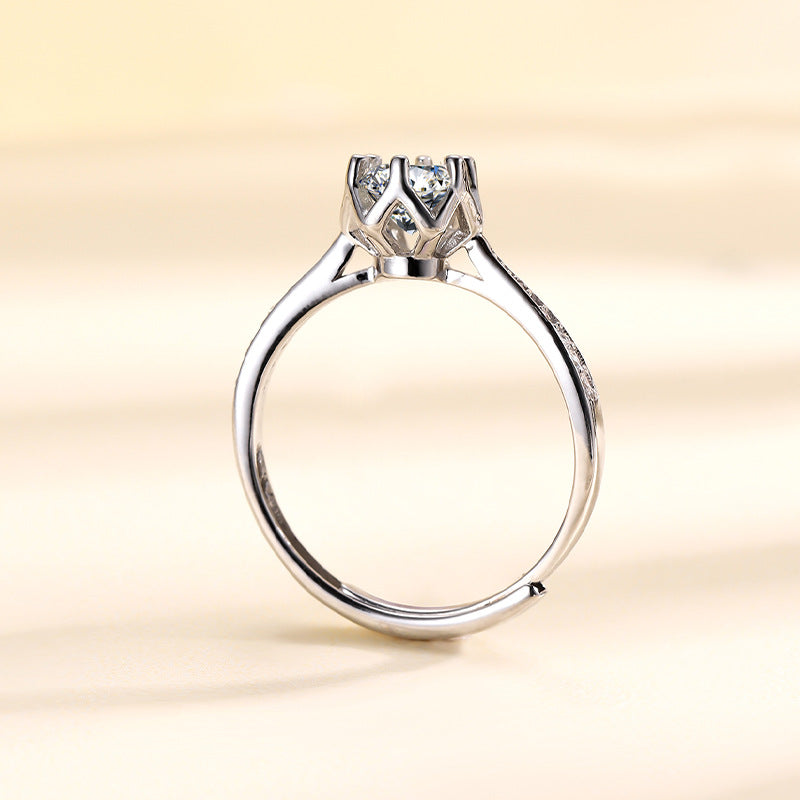 Six-Prong S925 Sterling Silver Ring