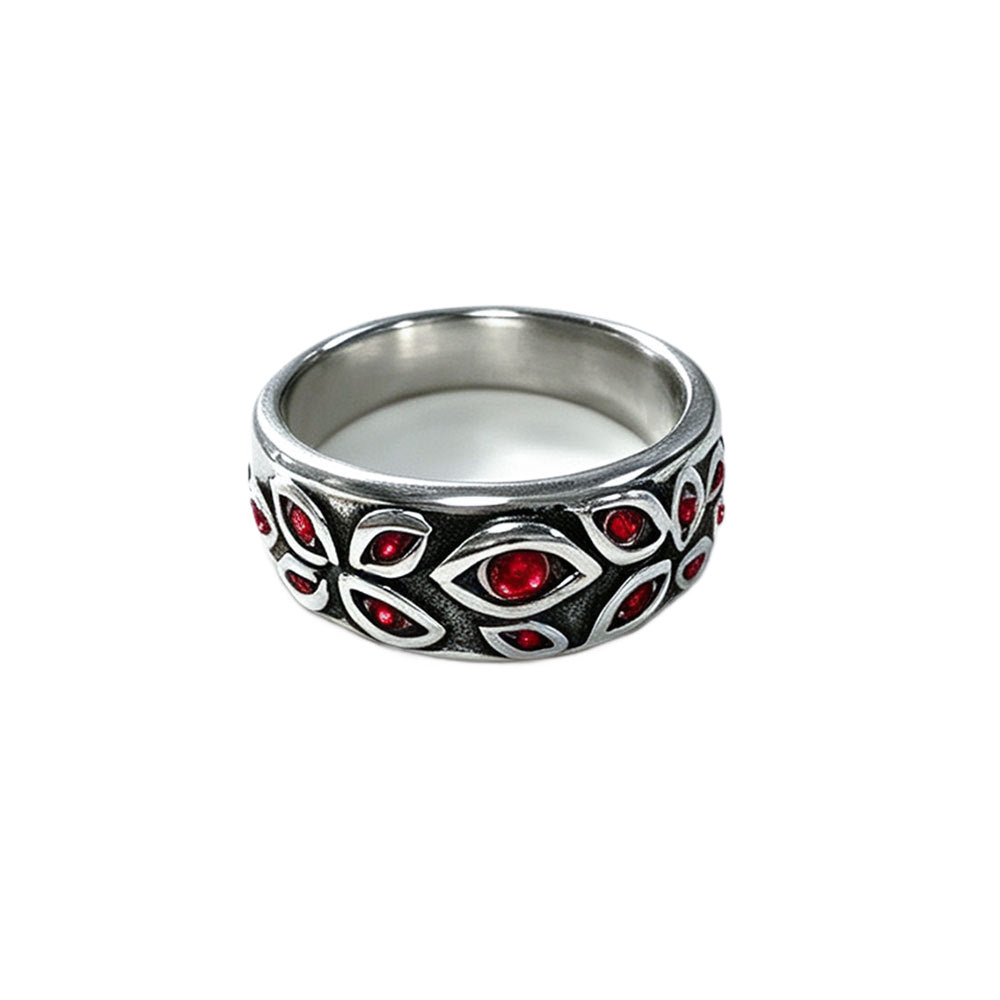 Wanfa Demon Eyes Titanium Steel Does Not Fade Inlaid Rhinestone Men's Ring Oriental Ring
