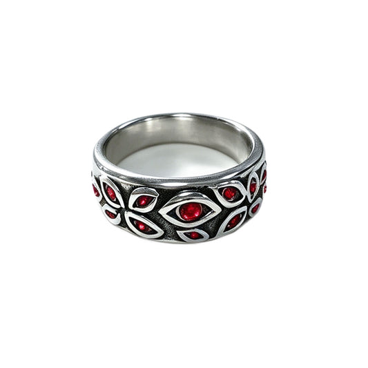 Wanfa Demon Eyes Titanium Steel Does Not Fade Inlaid Rhinestone Men's Ring Oriental Ring