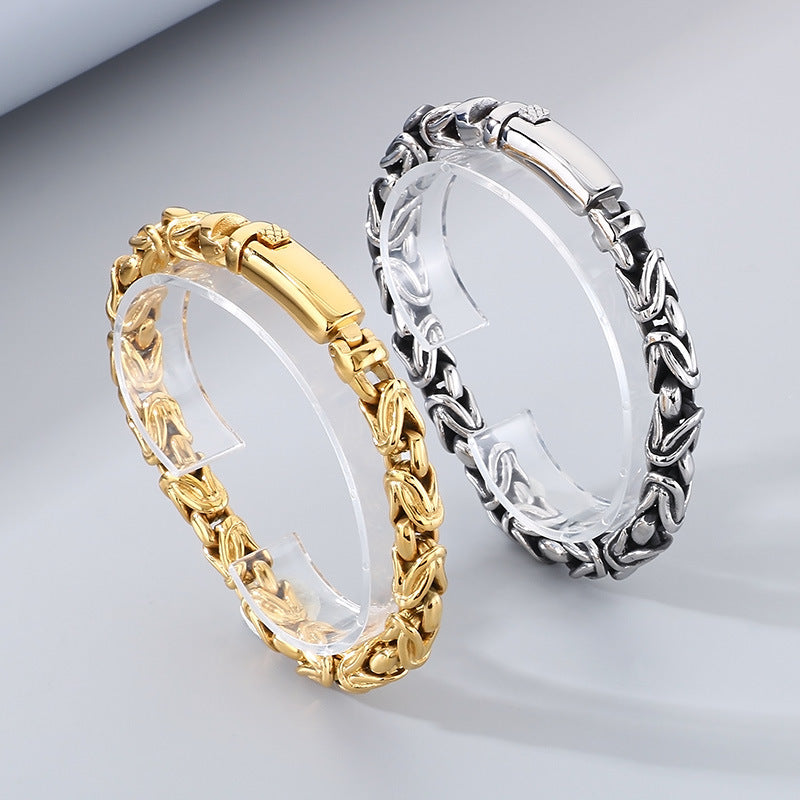 Planderful 18K Gold Mens Bracelet Punk Style Titanium Steel