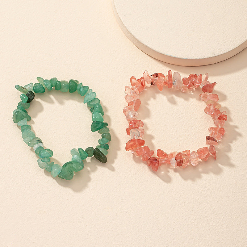 Colorful Summer Crystal Stone Bracelet Set - Boho Elastic Jewelry