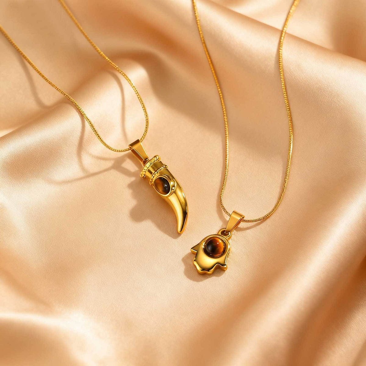 Fatima Hand Tiger Stainless Steel Pendant