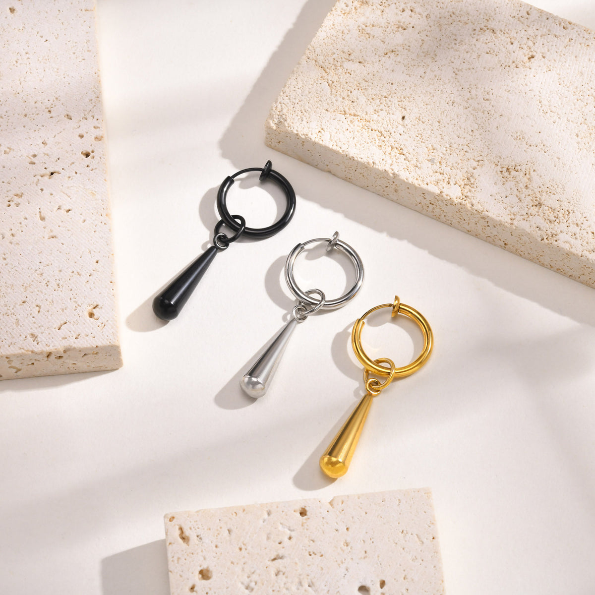 Modern Stainless Steel Earring — Single — Gold / Black