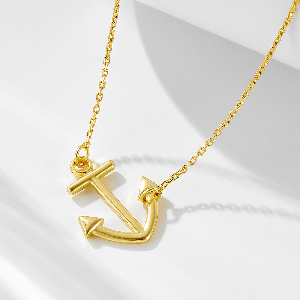 Anchor Pendant With Pure Silver Necklace, Hip-Hop Trendy Elegant Ladies'