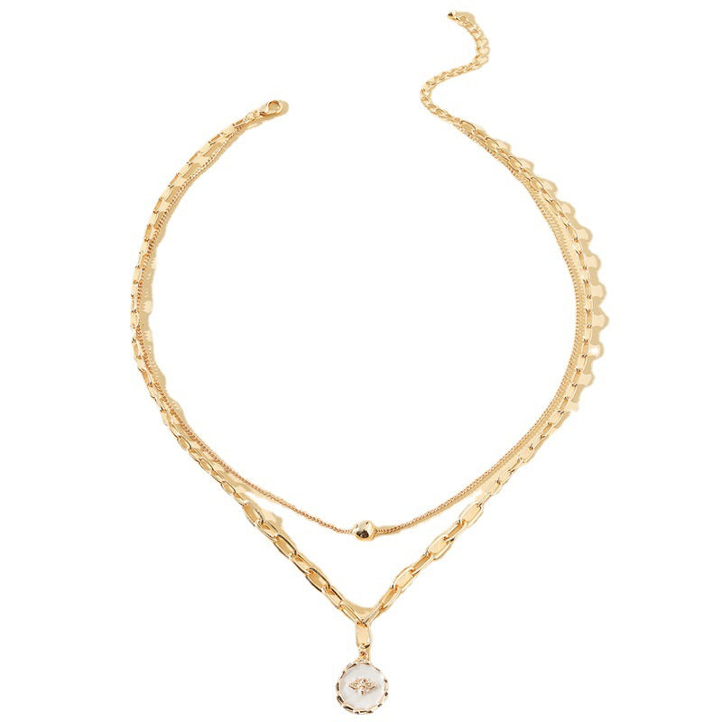 Honeybee Double-Layer Necklace with Vintage Charm