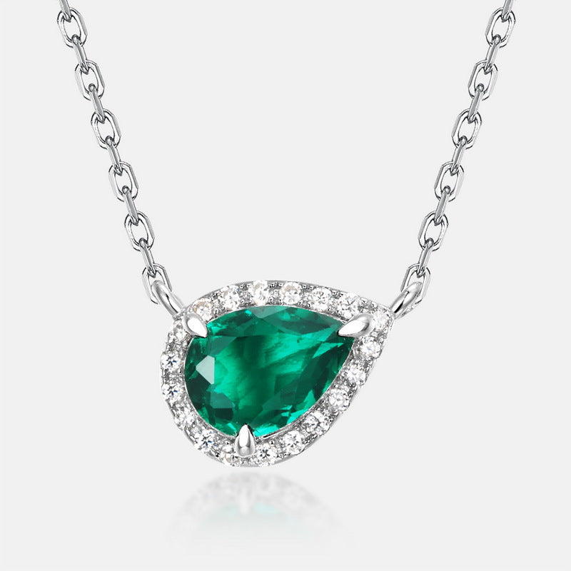 Planderful Jewelry Lab Grown Emerald Necklace Silver