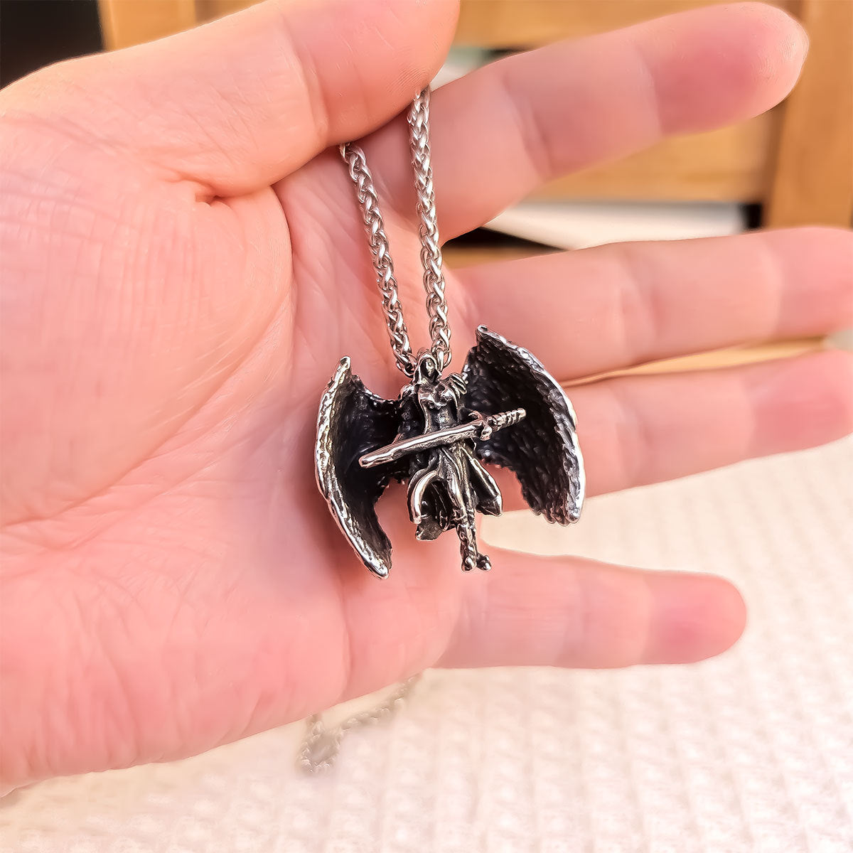 Halloween Necklace – Trial Angel Men's Stainless Steel Pendant Pendant