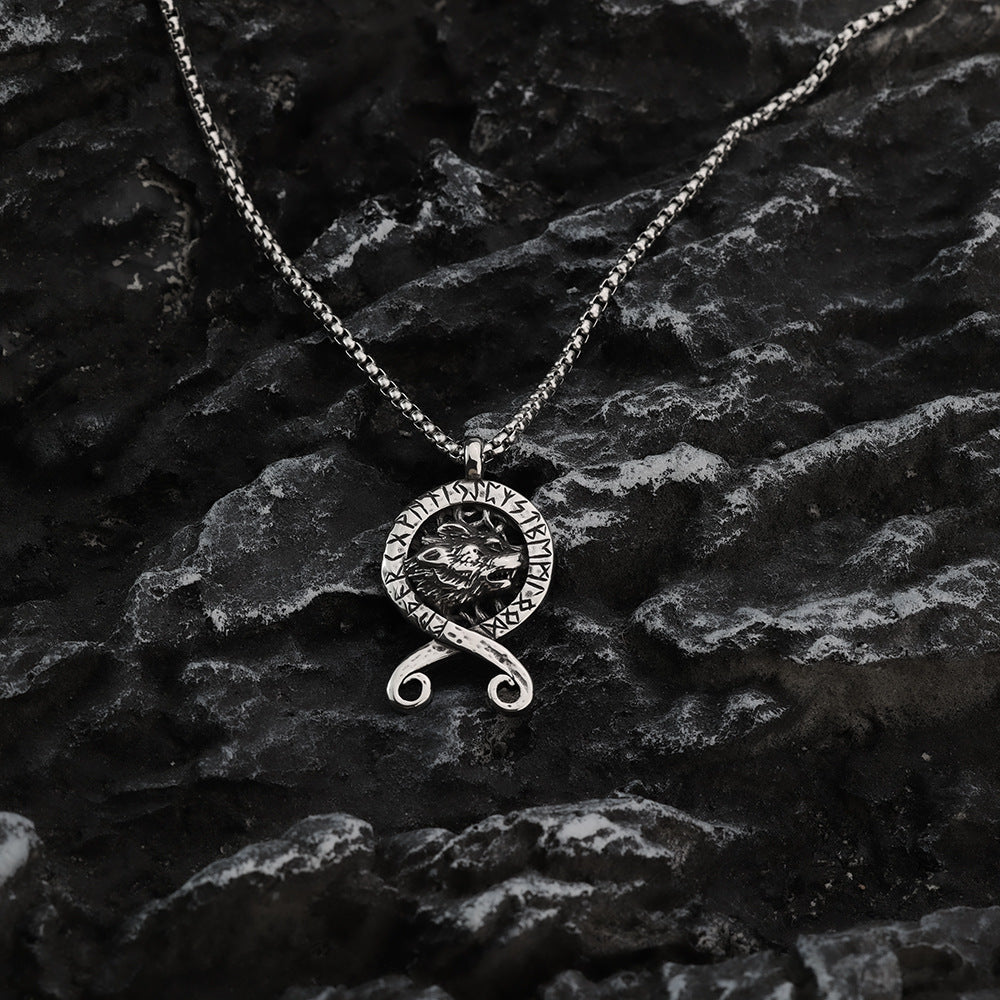 Vintage Stainless Steel Men's Pendant Viking Rune Necklace
