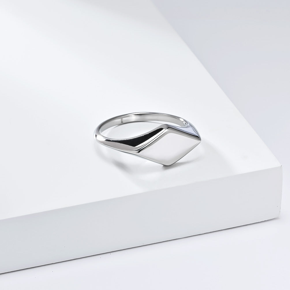 Planderful Rhombus Geometry Ring Titanium Steel Minimalist Design for Trendsetters Men Women