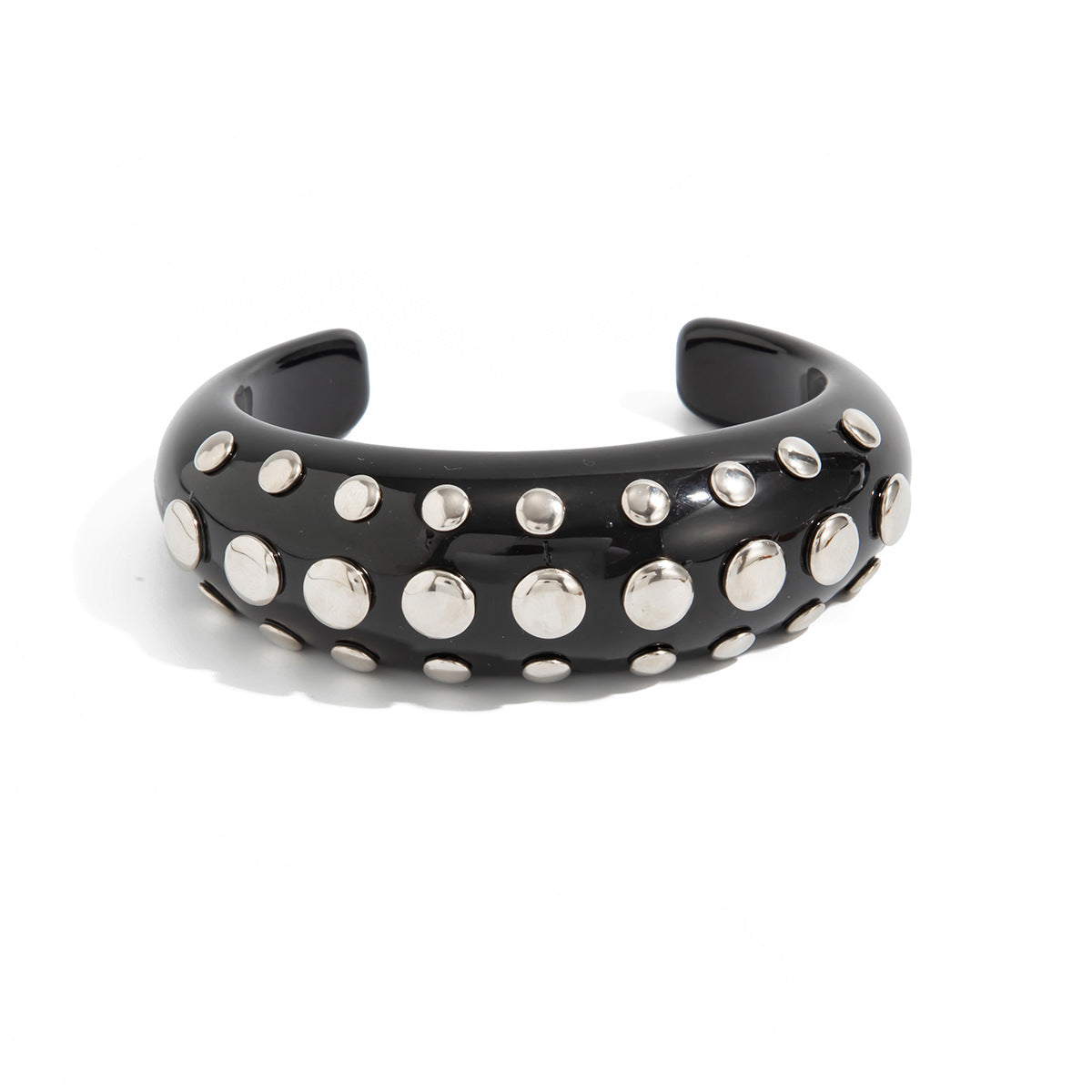 Punk Rivets Micro-Inlaid Colored Resin Bracelet Amber Smudged Open Bracelet