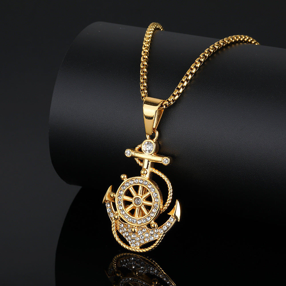 Steel Pendant - Elegant Navy Anchor