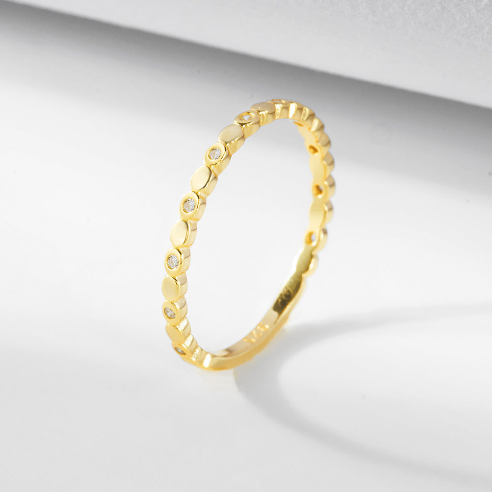 Circle Zircon Sterling Silver Ring Wind Ring