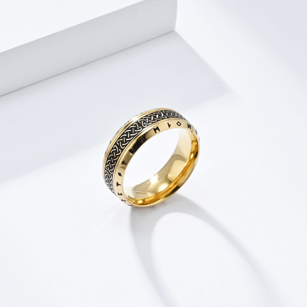 Nordic Retro Celtic Knot Viking Titanium Steel Ring for Men