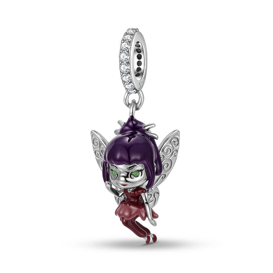 Planderful Jewelry Everyday Genie Fairy Pendant Sterling Silver Purple Epoxy Necklace