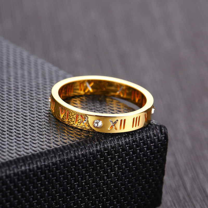 Amazon Women's Stainless Steel Jewelry Roman Numeral Ring